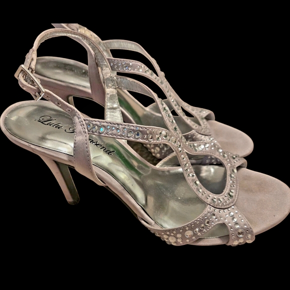 Lulu Townsend Elegant Women's Silver Heels With Rhinestones Sz 7 - Picture 3 of 8